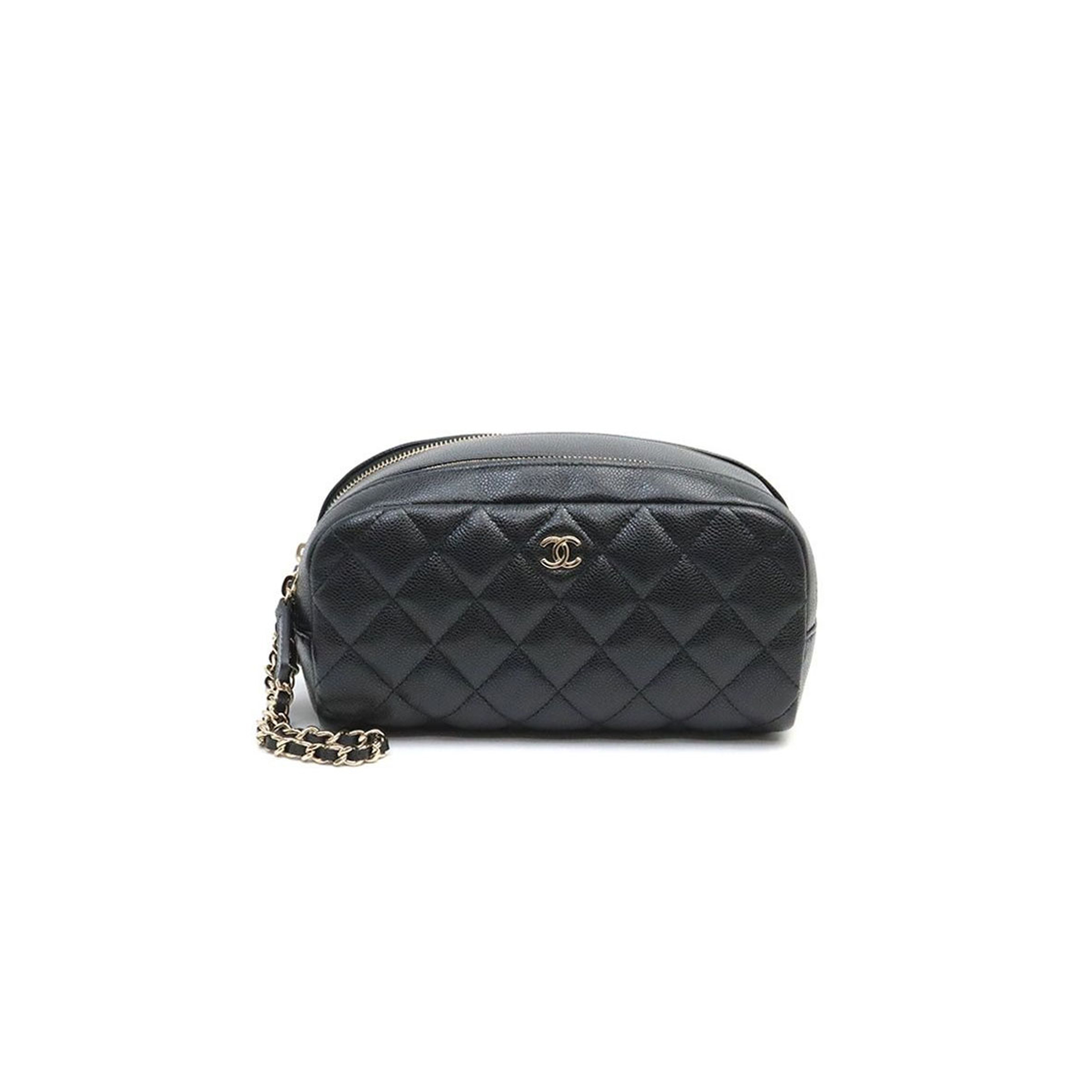 Ch**el caviar quilted toiletry case with chain black (18*10*10cm)